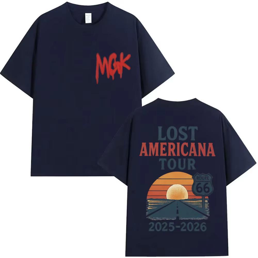 MGK Lost Americana Tour 20252026 Grafik T-Shirts Herren Damen Harajuku Vintage Oversized T-Shirts Sommer Herren Baumwoll Tops T-Shirt