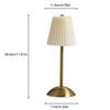 Pleated Shade Nightstand Lamp Soft Light Decorative Light with Metal Base Rechargeable for Living Room Bedroom