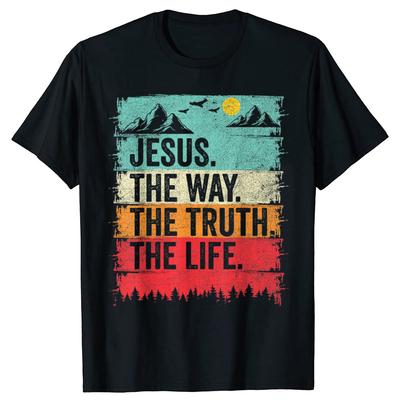 Grappige Jezus De Weg Waarheid Leven Christelijke Aanbidding T-shirts Mannen Vrouwen Mode Casual T-shirt Los Oversized Streetwear T-shirt