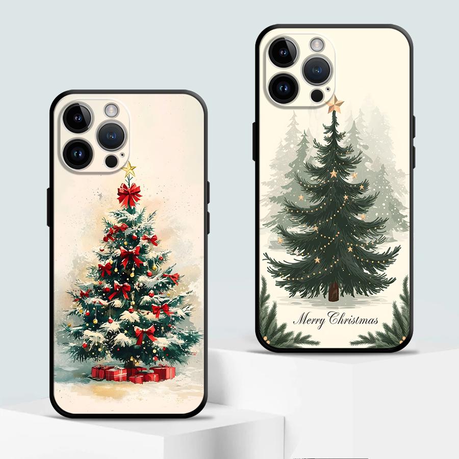 Warm Christmas Style Gift Tree Art Print Phone Case for iPhone 17 16 15 14 13 12 11 Series Pro Max Plus Double Layer Protection