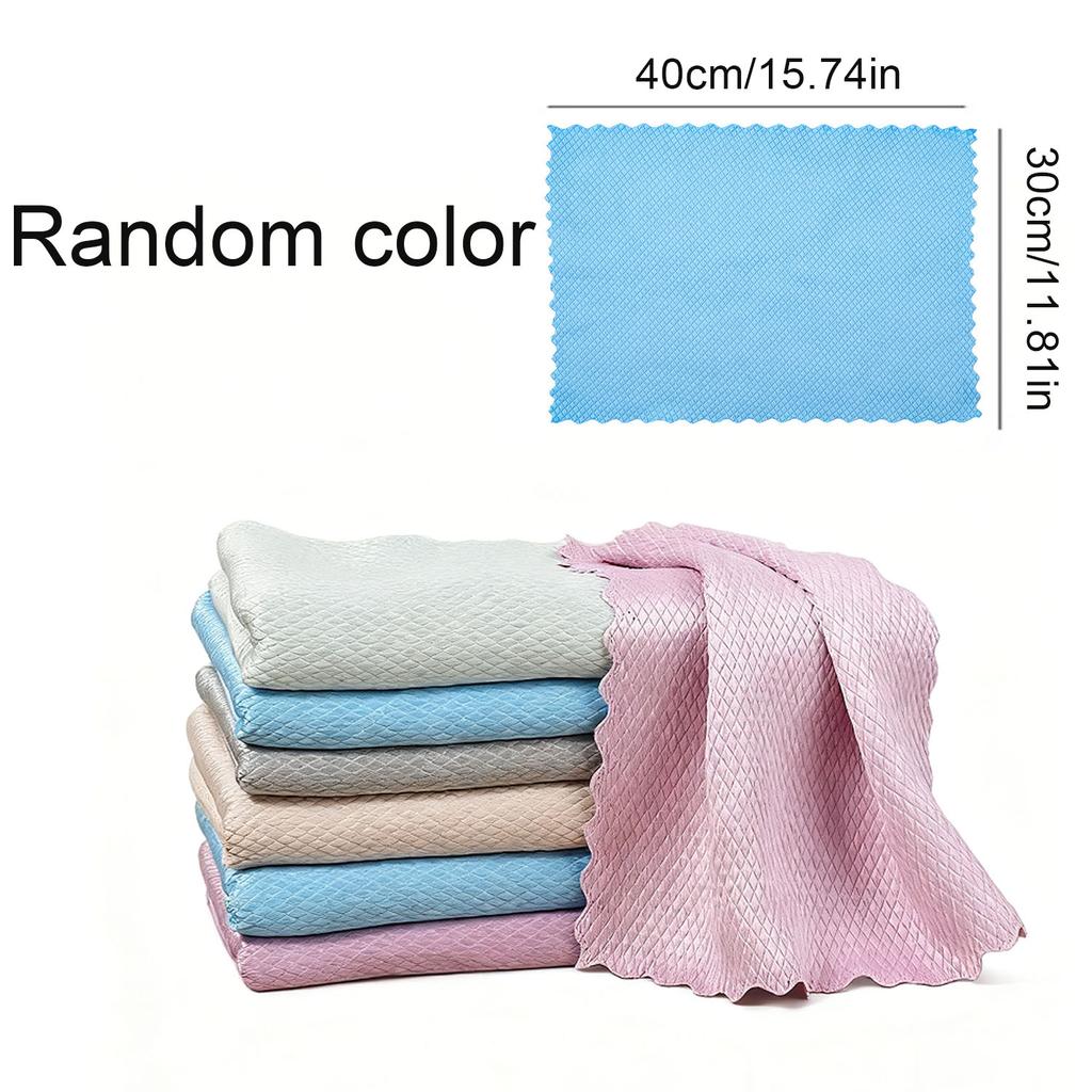 5 Pieces Of Microfiber Glass Cleaning Cloth Lint-free Window Car Kitchen Mirror No Trace Reusable Fish Scale Cloth Polishing