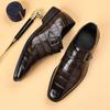 Men's British Style Buckle Crocodile Grain Leather Shoes Men Slip-on Casual Business Shoes Mens Dress Office Wedding Flats