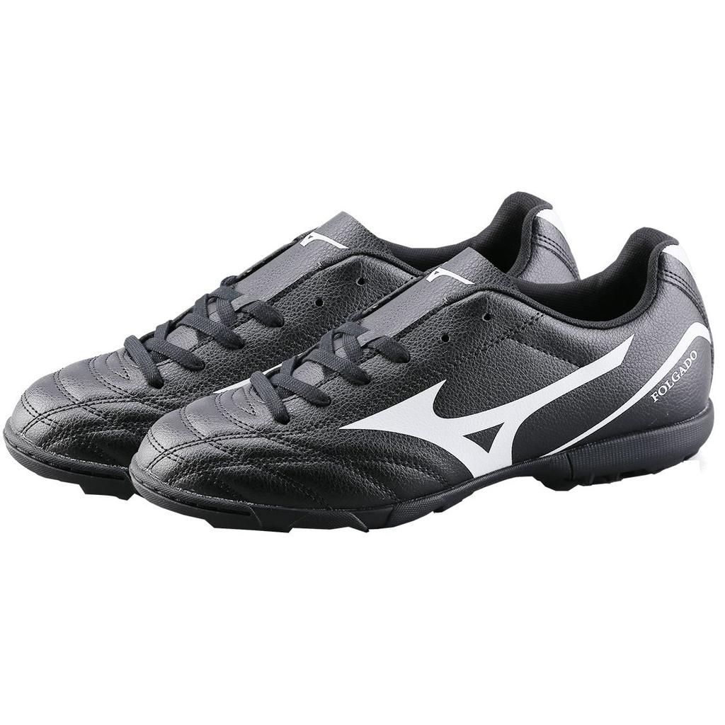 Mizuno Potrero Wide Jr. Round Toe Lace-Up Non-Slip Shock Absorbing Durable Low-Top Kids Soccer Shoes Kids Soccer Shoes Black White P1GE189301
