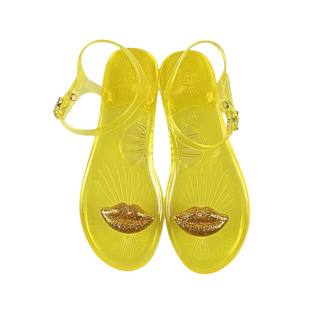 New Sandals Sexy Lips New Fruit Sandals Women's Non-slip PVC Jelly Flat Sandals Outside
