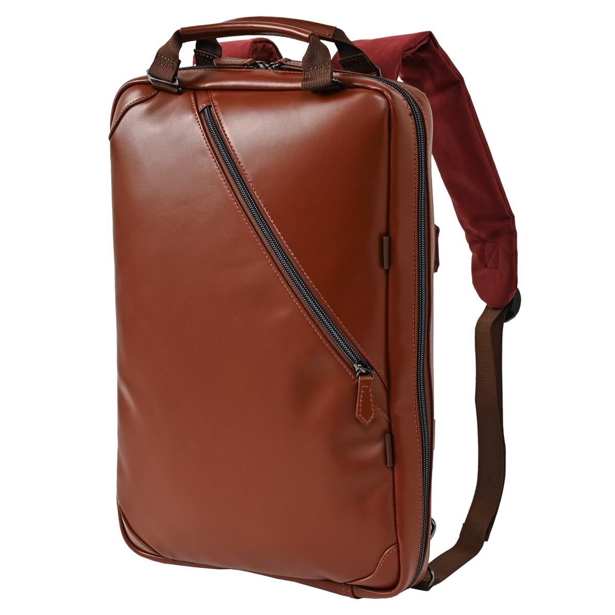 

ZARIO Men s Business Bag, A4 Size, Genuine Leather, Thin Gusset, 2-Way Business Backpack [ZA-1010] (Maroon)