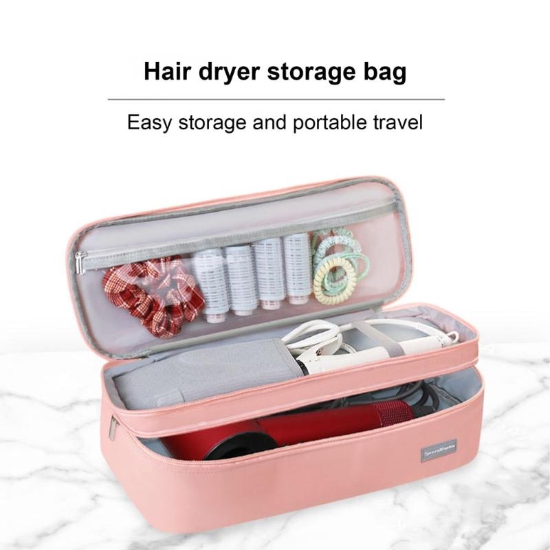 Portable Compact Blow Dryer Carrying Case With Double Layer Compartments Thickened EVA Protections Easy To Carry