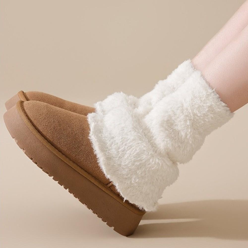 New Coral Fleece Leg Warmers Solid Color Warm Mid-Calf Sock Thickened Harajuku Middle Tube Socks Women