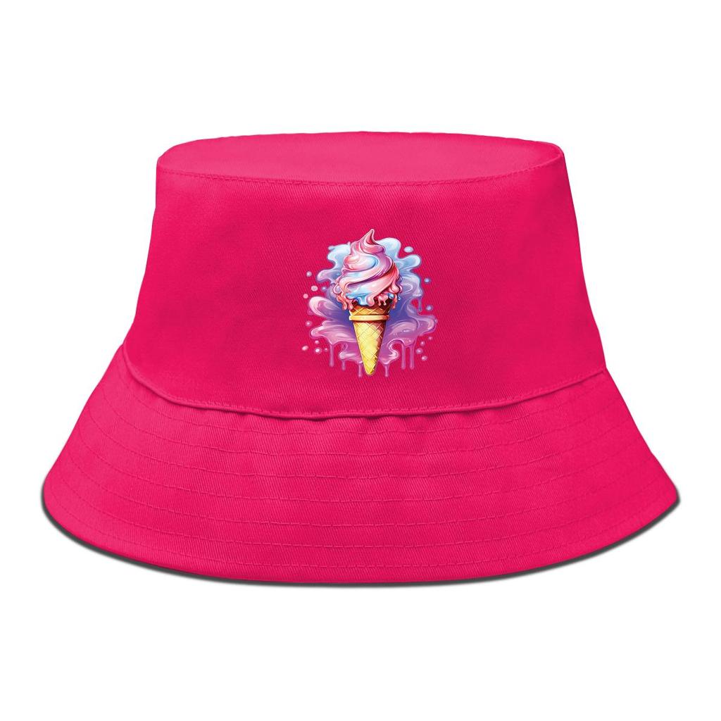 Fischerhut mit lila Eisdruck, Damen Hut faltbar Mode Polyester Beckenmütze