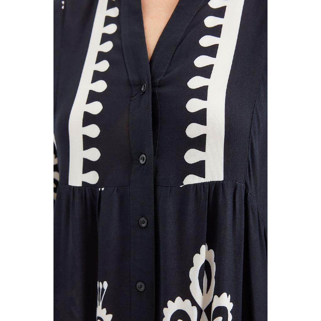 2423 Authentic Patterned Dress - M. Cream