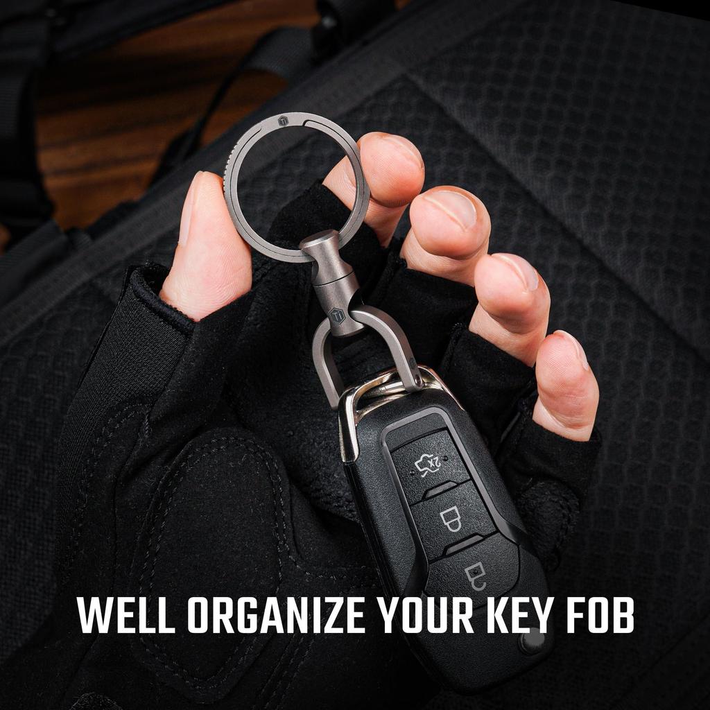 KeyUnity KA15 Titanium Key Ring, Connector, 360 Degree Rotation, Titanium Car Key Holder, Men's