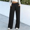 Women's Color Wide Leg Pants with Pockets - Casual Straight Leg Relaxed Fit Trousers for Everyday Wear