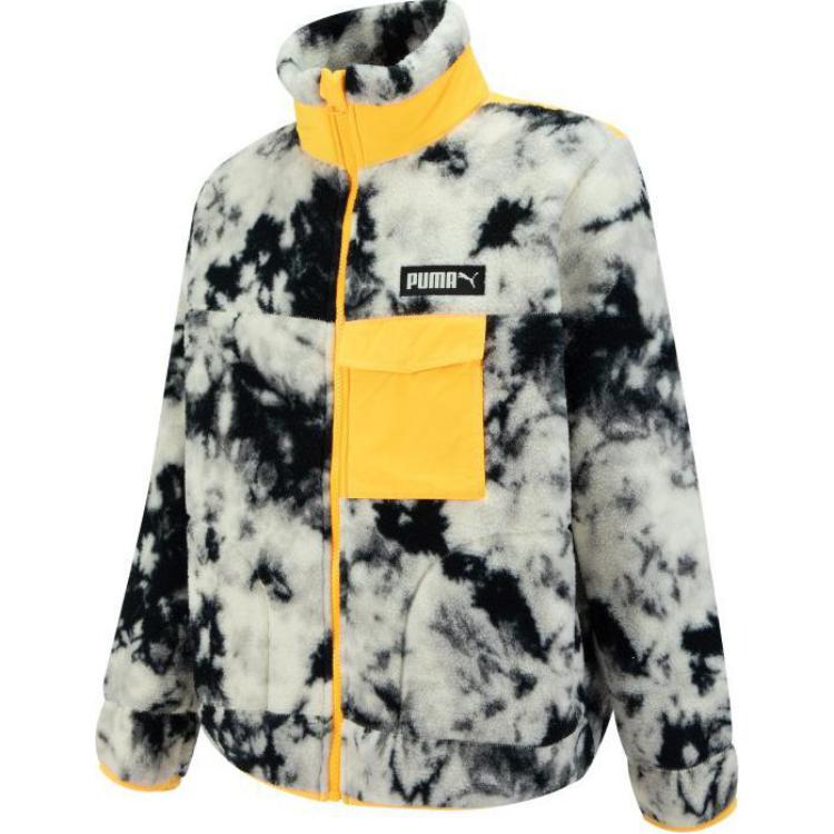 

PUMA Art Of Sherpa Zip Jacket White/Black/Yellow Unisex 539708-65 M