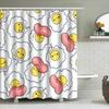 Adorable Kawaii Cartoon Bacon And Egg Shower Curtain For Bathroom Decor White With Pink And Yellow Accents (Size: 72X84 Inches)