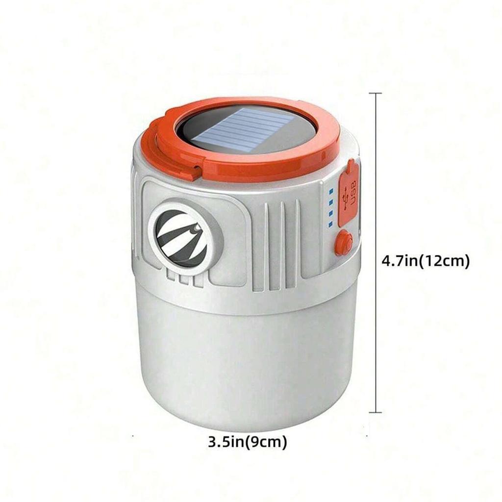 Outdoor Solar-Powered LED Camping Light Portable USB-Charging Tent Light Also Functions as a Power Bank for Barbecues Hiking