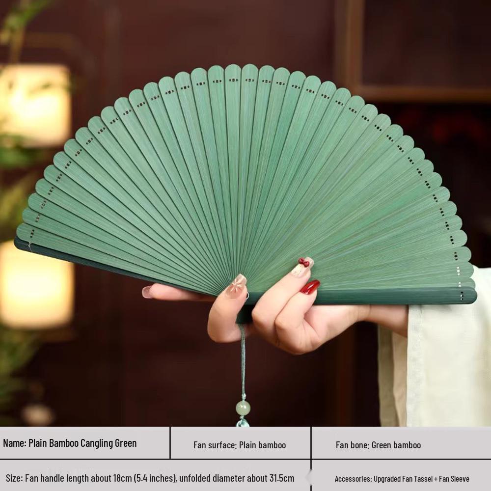 Bamboo Folding Fan: Portable Chinese Style for Summer, Cheongsam, Hanfu, and Children's Dance
