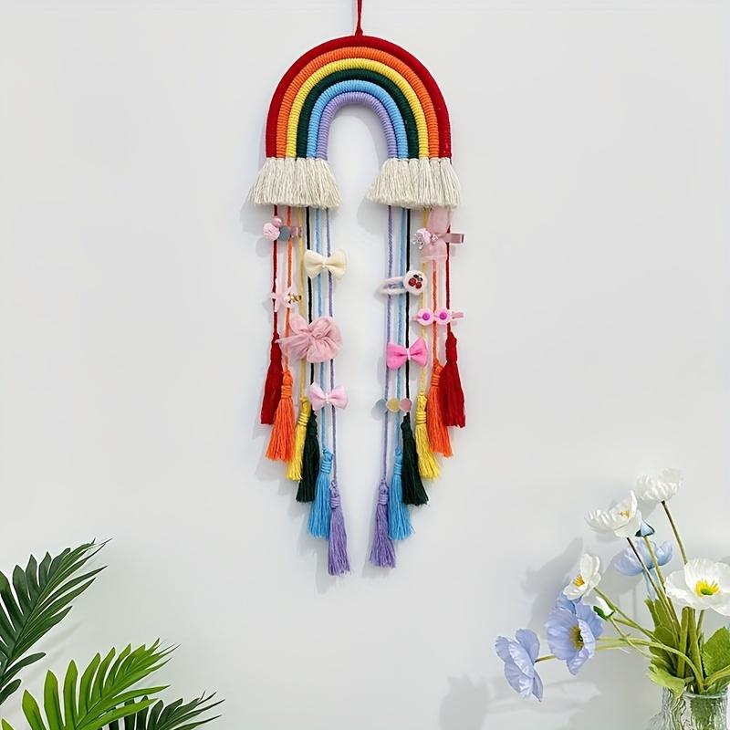 Bohemian Woven rainbow ornaments girl hairpin storage rack wall decoration pendant headdress finishing rack