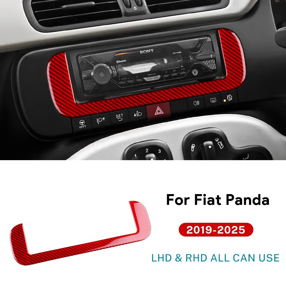 Echte Zachte Koolstofvezel Sticker Auto Centrale Bedieningsscherm Sierlijst Voor Fiat Panda 2013-2019 2020 2021 2022 2023 2024 2025 LHD RHD