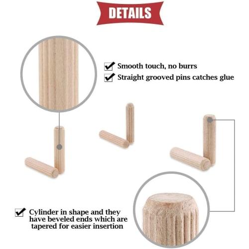 Wood Kiln 10x40mm Wooden Dowels with Marker Punch, Pack of 100, for Shelf Brackets, Furniture, DIY Joints, and Dowel Joints