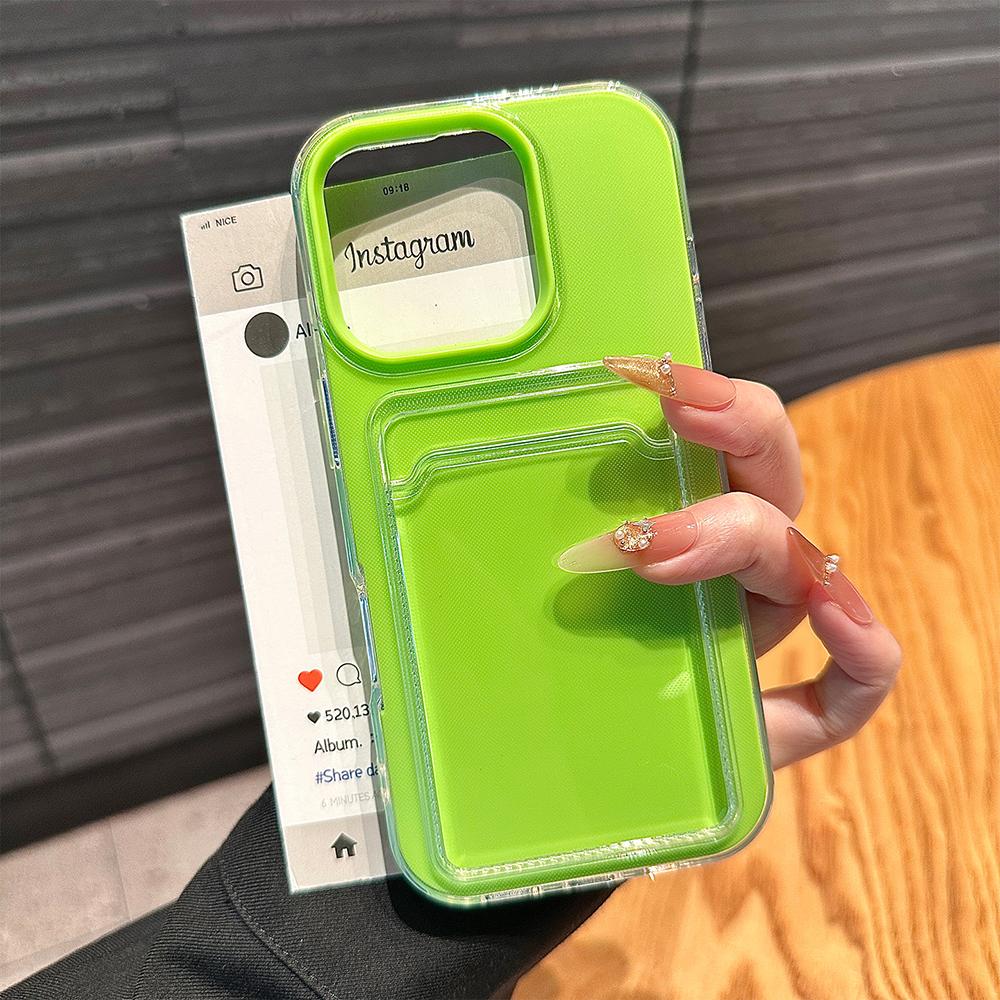 2in1 Card Holder Slot Wallet Photo Pocket Clear Candy Color Case For iPhone 17 16 15 14 13 12 11 Pro Max TPU+PC Shockproof Cover