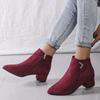 Fashion Burgundy Faux Suede Ankle Boots Women Spring Autumn 2025 Classic Metal Decoration Boots Woman Zipper Pointed Toe Botas Mujer