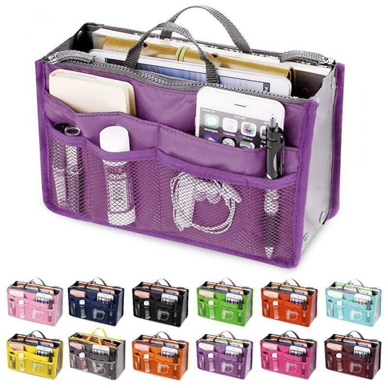 Sac à Maquillage Moderne Simple à Double Fermeture Éclair en Polyester Pour Voyage et Rangement de Salle de Bain