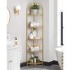 VASAGLE Corner Shelf Stand, 5 Tier Corner Bookshelf, Tempered Glass Shelves, Modern Style, Plant Stand with Steel Frame for Living Room, Bedroom