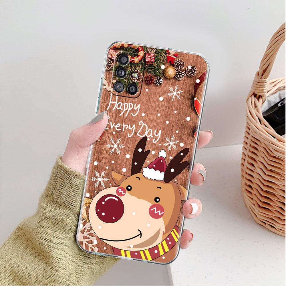 Průhledný kryt s červeným nosem losa a Santa Clausem pro Samsung Galaxy A52 A12 A51 A32 A21s A71 A32 A22 50 A70 A31 A72 5G
