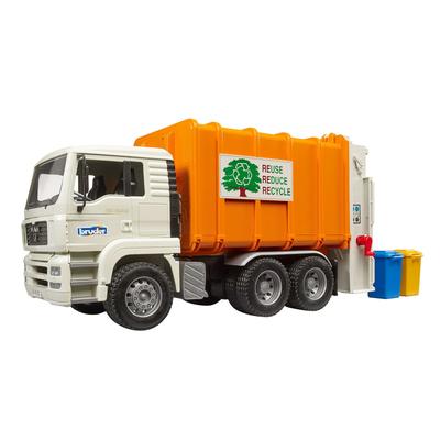Bruder MAN śmieciarka BR02772 POMARAŃCZOWY×BIAŁY