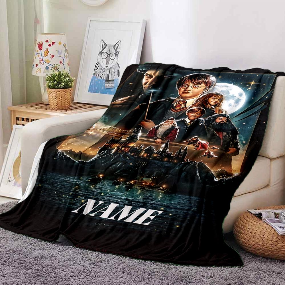 Custom Name Hogwarts Crest blanket for Couch & Bed, Plush Cozy Fuzzy Blanket Super Soft & Warm Blankets for Fall and Winter. 090893