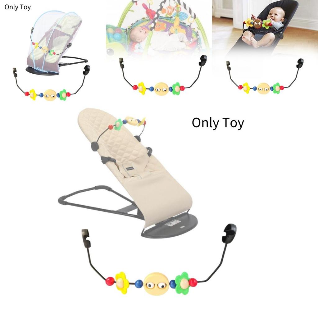 Cozy Wooden Baby Rocking Chair Toy Stand With Colorful Plush Toys For Infant Enjoyment