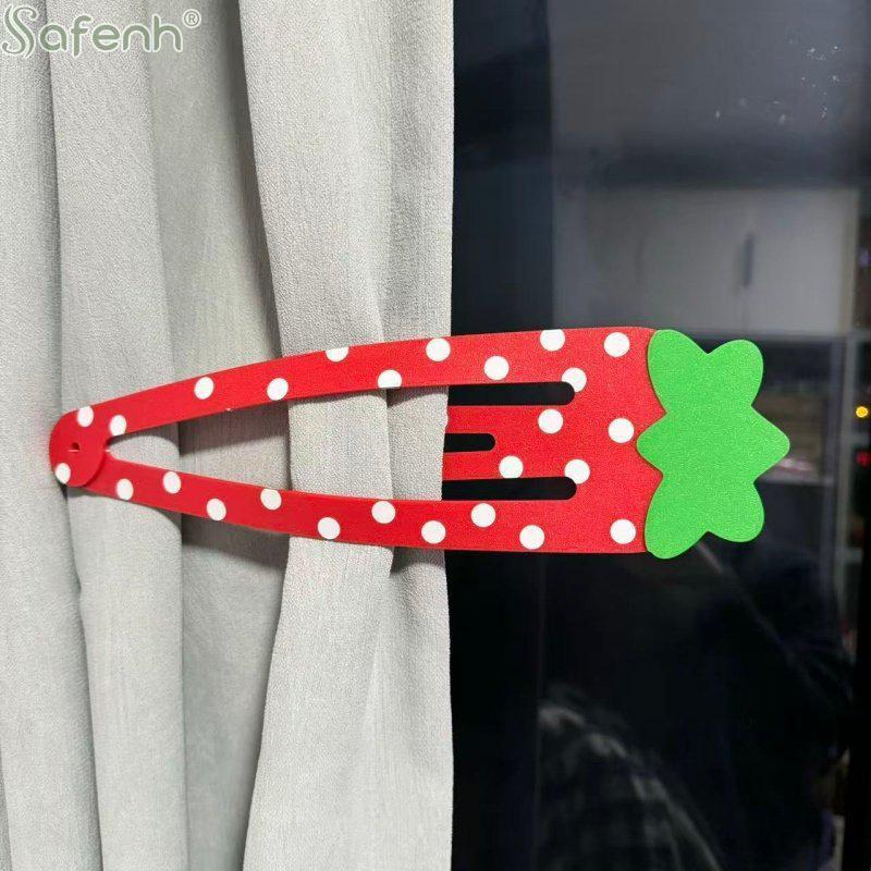 Cute Strawberry Curtain Clips Extra Large Hair Claw Kawaii Polka Dot Design Hairpin for Thick Long Hair Daily Styling