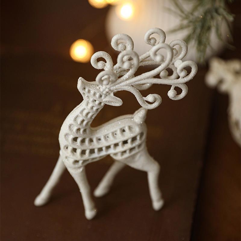 White Plastic Christmas Ornaments: Reindeer and Star Shapes for Tree Décor