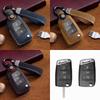 Leather Car Folding Key Case Cover for VW Volkswagen Golf 7 MK7 Tiguan MK2 For SEAT Ateca Leon FR 2 Ibiza For Skoda Octavia A7