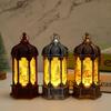 Retro Hexagonal Glass Wind Lamp Night Light LED Electronic Luminous Ornament Christmas Decoration