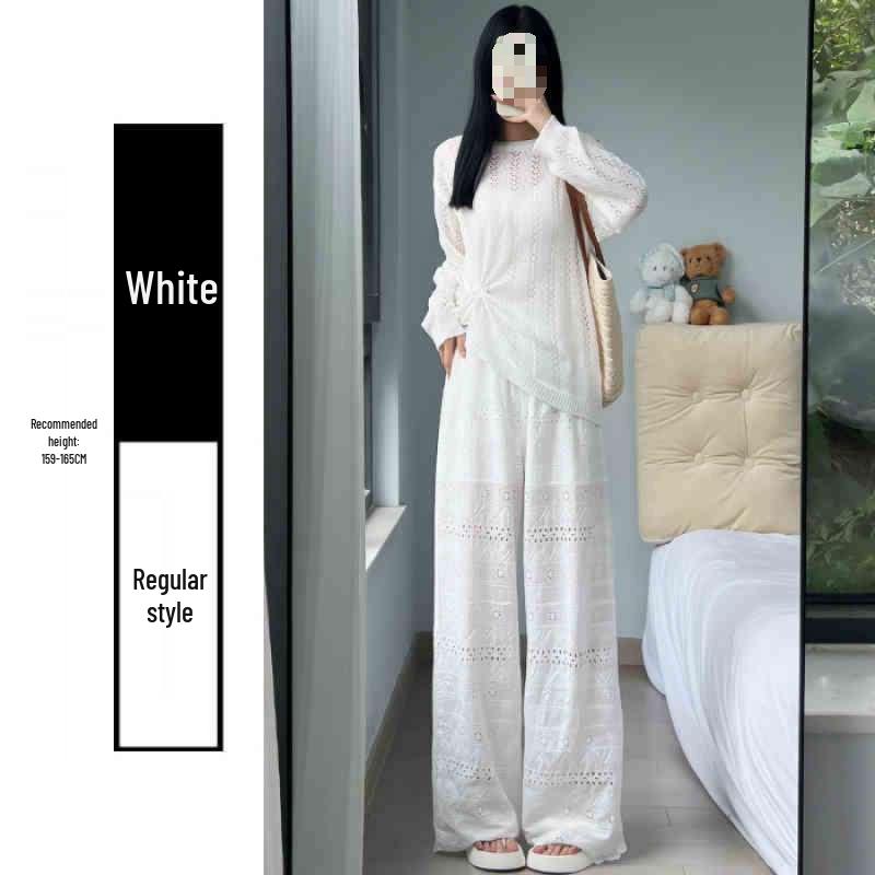 Women's Chic 2026 Lace Hollow Drape Wide-Leg Summer Pants