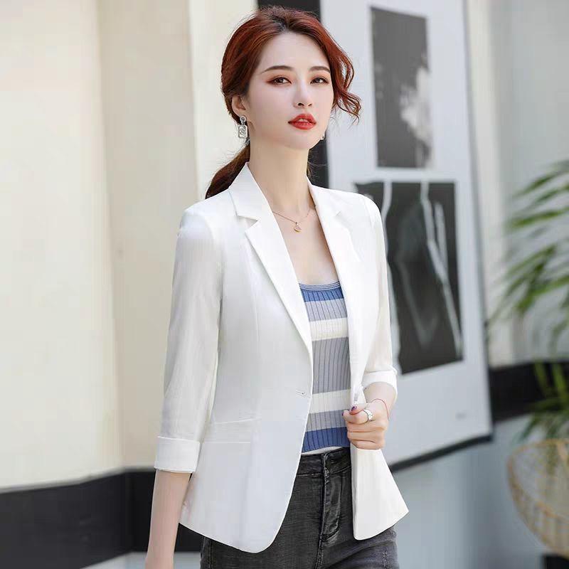 Women's Clothing Notched Capable Office Lady Blazers Pocket Button Formal Skinny Fashion Intellectual Simplicity Spring Autumn