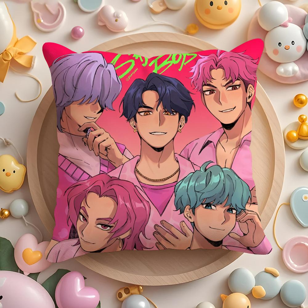 

Saja Boys K-Pop Охотники на демонов Наволочка Короткий плюш Двусторонняя печать Дом Машинная стирка в теплую погоду Зимой Наволочка для подушки 12x12Inch
