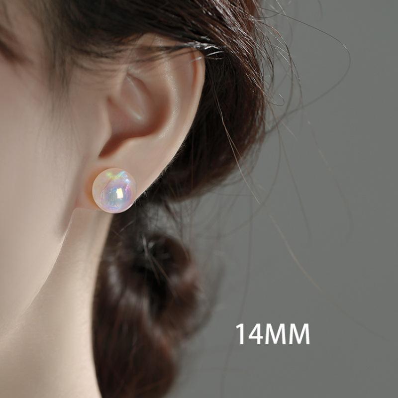 Sterling Silver Mermaid Princess Pearl Stud Earrings for Women - Niche Design, Light Luxury, Perfectly Round, Large (2025 Edition)