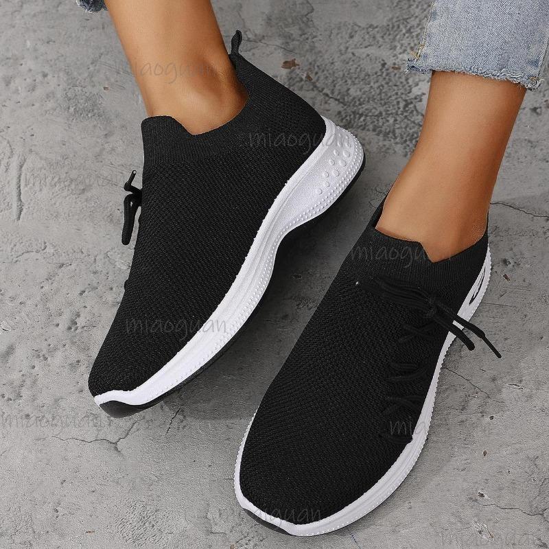

Fashion Fashion Breathable Knitted Sneakers for Women Green Lightweight Slip On Running Shoes Woman Comfort Non Slip Casual Sport Shoes 42 чёрный