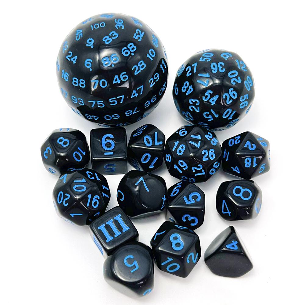 Polyhedral Dice Set, Game Dice Set Acrylic 15Pcs D4-D100 with Bag for DND Role Playing Game