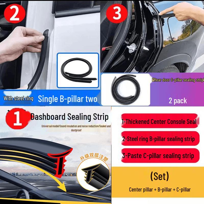 Car Soundproof & Dustproof Sealing Strip for Pillars, Dashboard, Hood, Trunk, and Doors