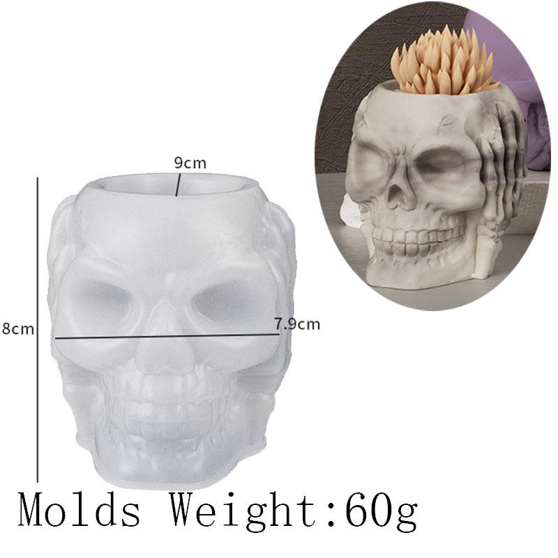 Halloween Ornament Pflanzgefäß Silikonform DIY Schädel Stifthalter Handwerk Herstellung Gips Epoxidharz Vase Gussformen Heimdeko