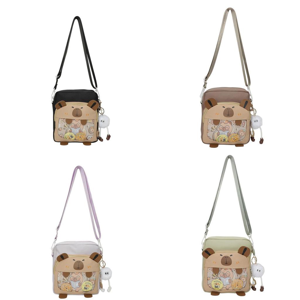 Capybara Cute Mini Nylon Crossbody Bag With Zipper Pocket For Daily Use