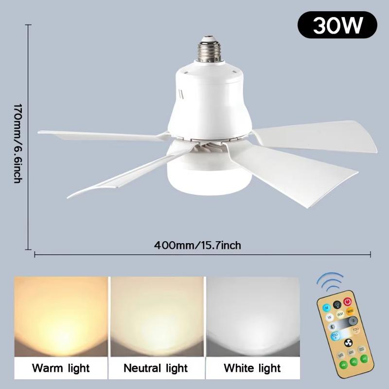 5-blade/6-blade Remote Control Ceiling Fan with LED Light Silent Electric Timing Mini 3-speed for Living Room Dining Room Lamp