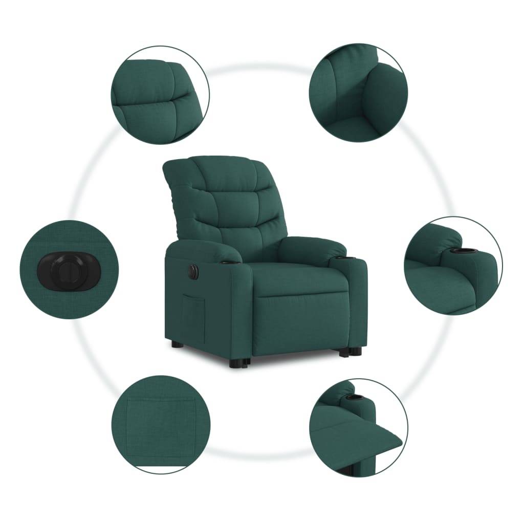 Vidaxl Lift Recliner Massage Chair, Electric, Reclining, Green