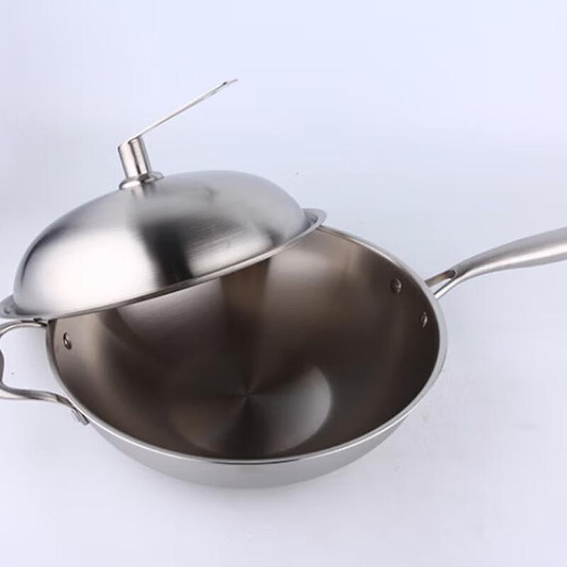 San Jia Long 3-Ply Stainless Steel Wok with Glass Lid, 30cm