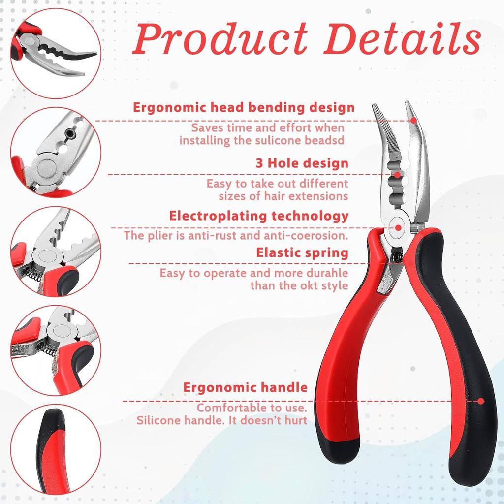 3 Hole Hair Extension Plier Professional Micro Nano Ring Plier for Hair Styling Opener and Removal Tool