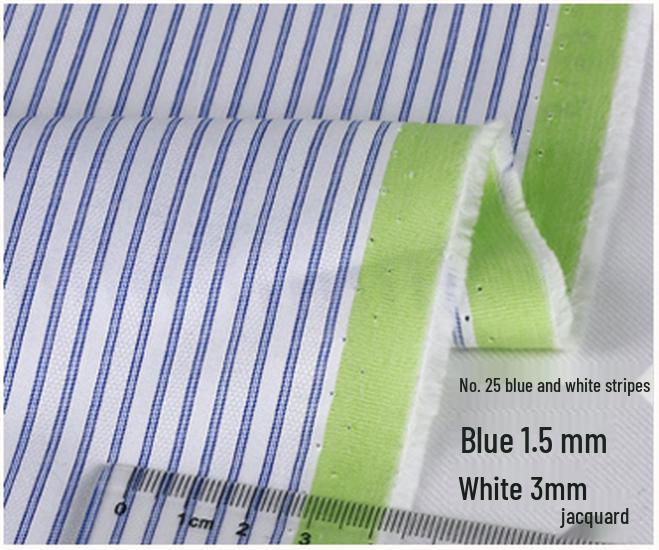 Blue, White, Gray Striped Cotton Fabric for Summer Shirts and Work Dresses