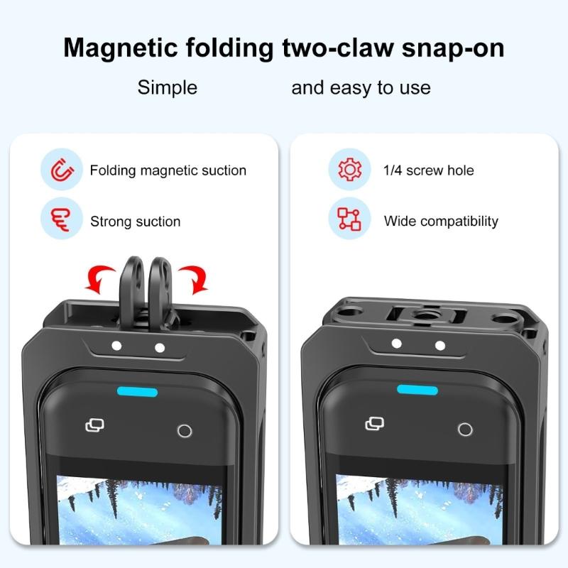 Aluminum Protective Frame Camera Cage For 360 X5 Action Camera With Cold Shoe Mount And Toolless Installation