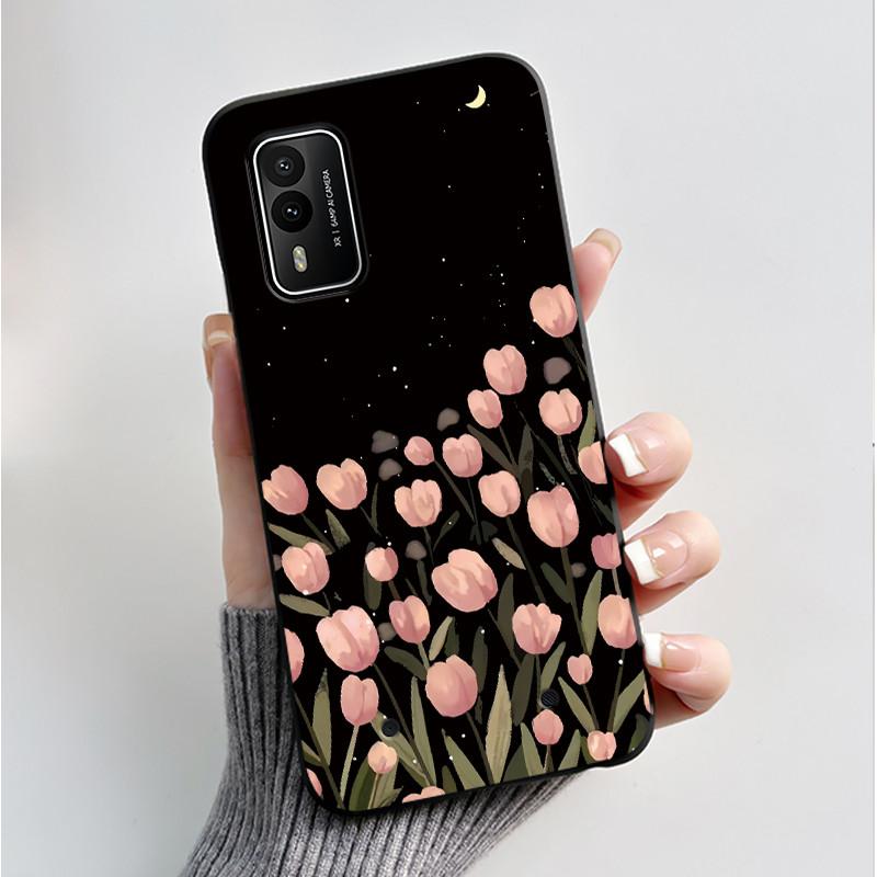 Printed Phone Case For Nokia XR21 Coque Capa Soft Silicone Black Shell Cover Cute Flower Cartoon Casing Fundas
